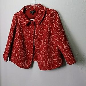 Red Brocade Talbot Jacket Size 6 Petite